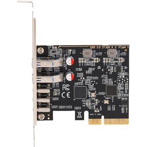 بطاقة PCIE USB 3.0 بخمسة منافذ، بطاقة توسيع من النوع C بسرعة 10 جيجابت في الثانية لأجهزة الكمبيوتر المكتبية، شريحة ASM2142، بدون طاقة خارجية، PCIe x4 متوافق مع، in Kuwait