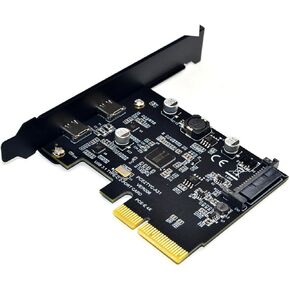 بطاقة توسيع USB PCIe بسرعة 10 جيجابت في الثانية ومنفذ مزدوج من النوع C ومحول نقل بيانات عالي السرعة للفتحة الخلفية لسطح المكتب المتوافقة مع نظام التشغيل Windows لمحركات الأقراص الخارجية وتحرير الفيديو in Kuwait