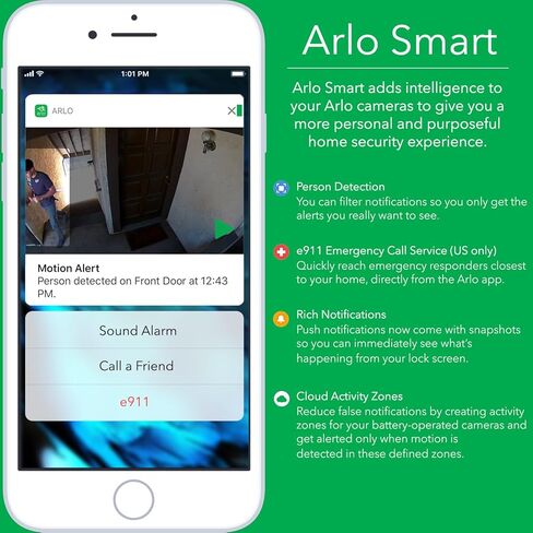Arlo - كاميرا إضافية مع كشف الحركة | رؤية ليلية، داخلي/خارجي، فيديو عالي الدقة، حامل على الحائط | يتضمن وحدة تخزين سحابية | يعمل مع محطة قاعدة Arlo (VMC3030)، باللون الأبيض in Kuwait