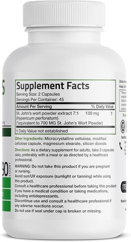 Bronson St. John's Wort 700 MG per Serving Hypericum Perforatum Supports a Positive Mood - Non-GMO, 90 Vegetarian Capsules in Saudi Arabia