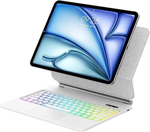 لوحة مفاتيح سحرية لجهاز iPad Air 13 بوصة (M3/M2) ولجهاز iPad Pro 12.9 (الجيل السادس والخامس والرابع والثالث) لوحة مفاتيح، لوحة مفاتيح لوحة تتبع مطورة لجهاز Pro12.9 2018-2022 مع إضاءة خلفية، حامل ناتئ عائم، أسود in Kuwait