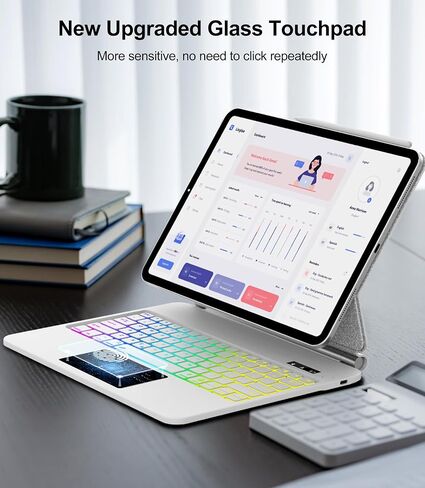 لوحة مفاتيح سحرية لجهاز iPad Air 13 بوصة (M3/M2) ولجهاز iPad Pro 12.9 (الجيل السادس والخامس والرابع والثالث) لوحة مفاتيح، لوحة مفاتيح لوحة تتبع مطورة لجهاز Pro12.9 2018-2022 مع إضاءة خلفية، حامل ناتئ عائم، أسود in Kuwait