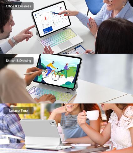 لوحة مفاتيح سحرية لجهاز iPad Air 13 بوصة (M3/M2) ولجهاز iPad Pro 12.9 (الجيل السادس والخامس والرابع والثالث) لوحة مفاتيح، لوحة مفاتيح لوحة تتبع مطورة لجهاز Pro12.9 2018-2022 مع إضاءة خلفية، حامل ناتئ عائم، أسود in Kuwait