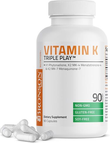 Vitamin K Triple Play (Vitamin K2 MK7 / Vitamin K2 MK4 / Vitamin K1) Full Spectrum Complex Vitamin K Supplement, 180 Capsules in Saudi Arabia