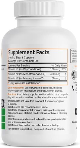 Vitamin K Triple Play (Vitamin K2 MK7 / Vitamin K2 MK4 / Vitamin K1) Full Spectrum Complex Vitamin K Supplement, 180 Capsules in Saudi Arabia