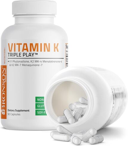 Vitamin K Triple Play (Vitamin K2 MK7 / Vitamin K2 MK4 / Vitamin K1) Full Spectrum Complex Vitamin K Supplement, 180 Capsules in Saudi Arabia