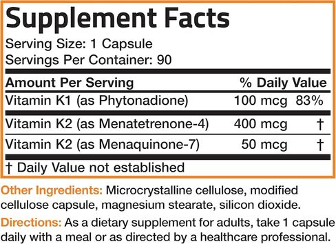 Vitamin K Triple Play (Vitamin K2 MK7 / Vitamin K2 MK4 / Vitamin K1) Full Spectrum Complex Vitamin K Supplement, 180 Capsules in Saudi Arabia