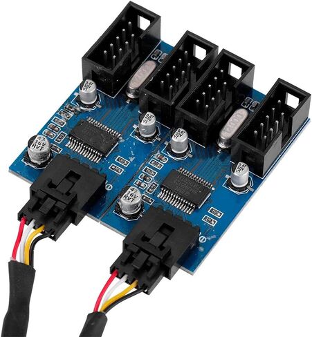 CHICIRIS 9 Pin USB Head ذكر 1 إلى 4 أنثى تمديد كابل الفاصل - موصل USB 9 دبوس للوحة الأم - طول الخط 28 سم ينطبق على بناة الكمبيوتر وعشاق التكنولوجيا البلاستيك + المواد المعدنية in Saudi Arabia
