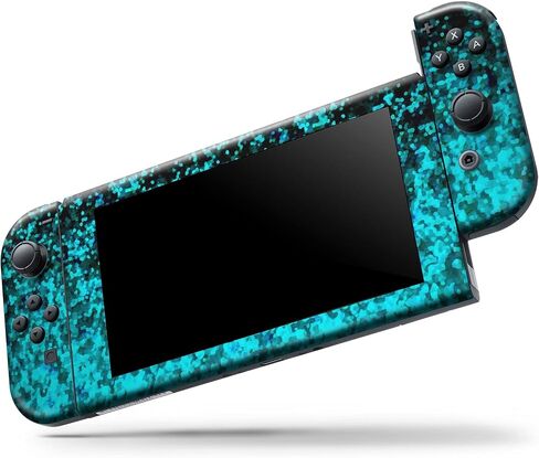 Design Skinz - Compatible with Nintendo 3DS XL - Skin Decal Protective Scratch-Resistant Removable Vinyl Wrap Cover - Black and Turquoise Unfocused Sparkle Print in Saudi Arabia