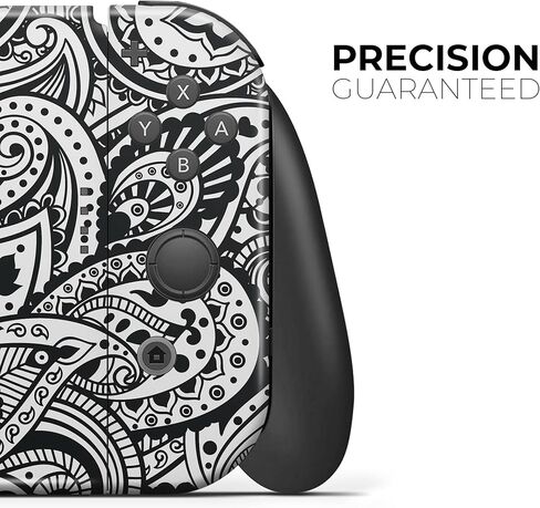 Design Skinz - متوافق مع وحدة تحكم Nintendo Switch Pro - غطاء حماية من الفينيل مقاوم للخدش وقابل للإزالة - أبيض وأسود أزتيك بيزلي in Saudi Arabia