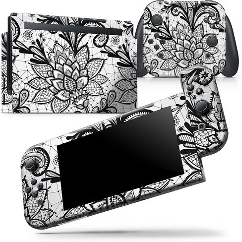 Design Skinz - Compatible with Nintendo 2DS XL - Skin Decal Protective Scratch-Resistant Removable Vinyl Wrap Cover - Black and White Geometric Floral in Saudi Arabia