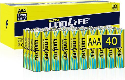 بطاريات AAA 40 حزمة، بطاريات AAA ثلاثية، بطارية AAA قلوية طويلة الأمد للمنزل والمكتب، مقاومة للتسرب، عمر افتراضي 10 سنوات in Kuwait