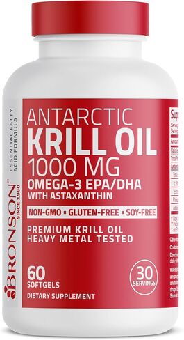 Bronson Antarctic Krill Oil 1000 mg with Omega-3s EPA, DHA, Astaxanthin and Phospholipids 120 Softgels in Saudi Arabia