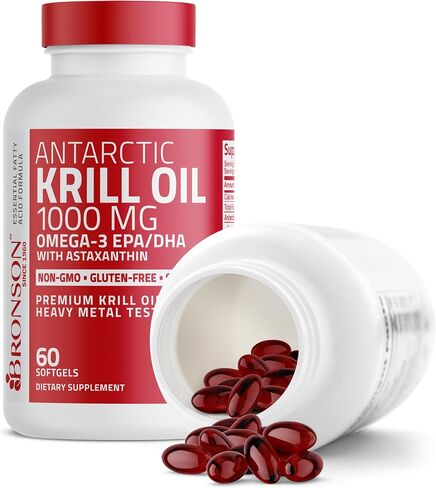 Bronson Antarctic Krill Oil 1000 mg with Omega-3s EPA, DHA, Astaxanthin and Phospholipids 120 Softgels in Saudi Arabia
