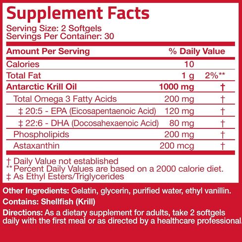Bronson Antarctic Krill Oil 1000 mg with Omega-3s EPA, DHA, Astaxanthin and Phospholipids 120 Softgels in Saudi Arabia