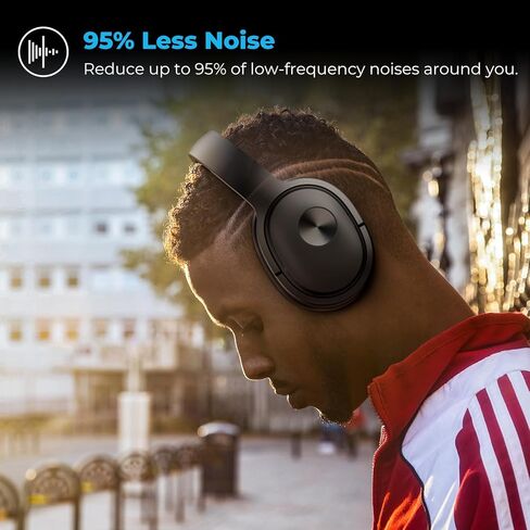 سماعات رأس Silensys Hybrid النشطة المانعة للضوضاء، سماعات رأس بلوتوث لاسلكية فوق الأذن، صوت هاي فاي، باس عميق، وسادات أذن من إسفنج الذاكرة، وقت تشغيل 30 ساعة، مكالمات واضحة، السفر، المكتب، المنزل، أسود in Kuwait