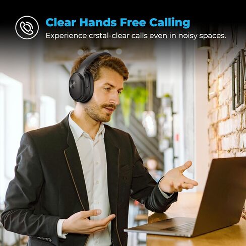 سماعات رأس Silensys Hybrid النشطة المانعة للضوضاء، سماعات رأس بلوتوث لاسلكية فوق الأذن، صوت هاي فاي، باس عميق، وسادات أذن من إسفنج الذاكرة، وقت تشغيل 30 ساعة، مكالمات واضحة، السفر، المكتب، المنزل، أسود in Kuwait