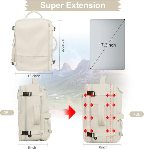 حقيبة ظهر للسفر من هانبلز للنساء والرجال، حقيبة ظهر كبيرة لحمل الأغراض الشخصية، معتمدة من إدارة أمن المواصلات الأمريكية مقاس 17.3 بوصة، حقيبة كمبيوتر محمول، حقيبة كمبيوتر محمول مقاومة للماء ومضادة للسرقة (أسود) in Kuwait