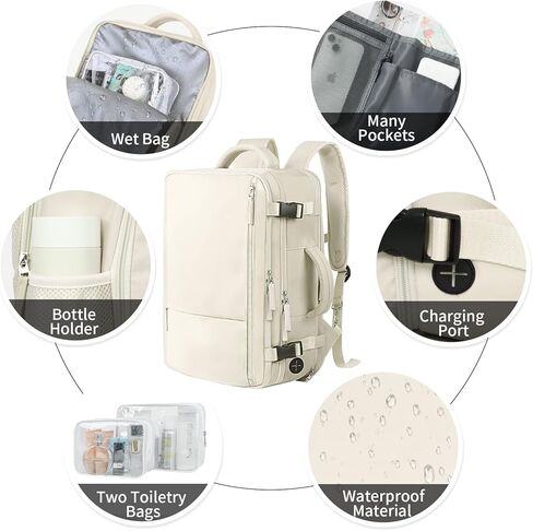 حقيبة ظهر للسفر من هانبلز للنساء والرجال، حقيبة ظهر كبيرة لحمل الأغراض الشخصية، معتمدة من إدارة أمن المواصلات الأمريكية مقاس 17.3 بوصة، حقيبة كمبيوتر محمول، حقيبة كمبيوتر محمول مقاومة للماء ومضادة للسرقة (أسود) in Kuwait