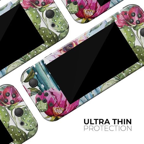Design Skinz - متوافق مع Nintendo Switch OLED Dock فقط - غطاء حماية من الفينيل قابل للإزالة ومقاوم للخدش - زهور الصبار المائية العتيقة in Saudi Arabia