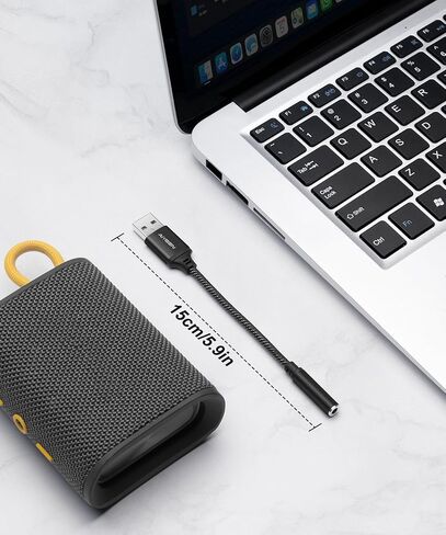كابل محول صوت أنثى USB إلى 3.5 مم، محول ستيريو USB ذكر إلى Aux Jack بطول 15 سم من النايلون المضفر مع شريحة عالية الدقة، التوصيل والتشغيل، لسماعات الرأس ومكبرات الصوت ومدخل AUX للسيارة (أسود) in Saudi Arabia