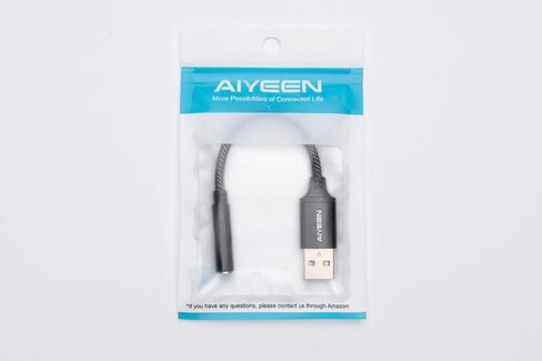كابل محول صوت أنثى USB إلى 3.5 مم، محول ستيريو USB ذكر إلى Aux Jack بطول 15 سم من النايلون المضفر مع شريحة عالية الدقة، التوصيل والتشغيل، لسماعات الرأس ومكبرات الصوت ومدخل AUX للسيارة (أسود) in Saudi Arabia