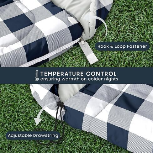 Wake In Cloud - Kids Sleeping Bag for Boys Girls Toddlers, Camping in Warm Cold Weather, Backpacking Lightweight Compact Outdoor Liner for 3 Seasons, Gingham Plaid in Saudi Arabia