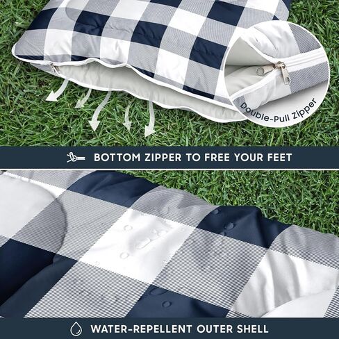 Wake In Cloud - Kids Sleeping Bag for Boys Girls Toddlers, Camping in Warm Cold Weather, Backpacking Lightweight Compact Outdoor Liner for 3 Seasons, Gingham Plaid in Saudi Arabia