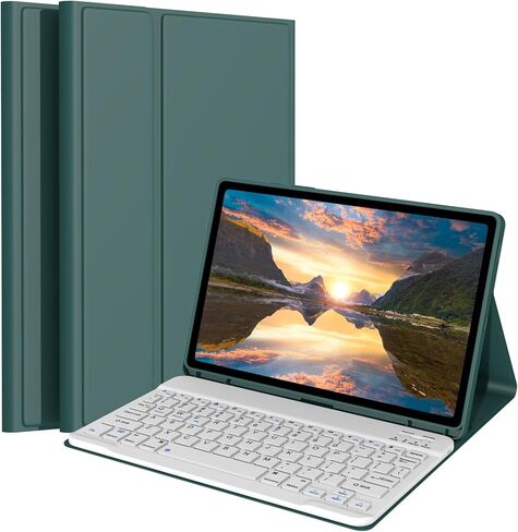 حافظة مع لوحة مفاتيح لجهاز Samsung Galaxy Tab S10 Lite / S10 FE / S9 FE 5G 10.9 بوصة / S9 11 بوصة، [يدعم 3 أنظمة] لوحة مفاتيح لاسلكية مغناطيسية قابلة للفصل لجهاز Galaxy Tablet، أزرق in Kuwait
