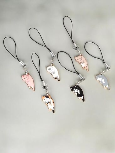 6 Pieces Cat Charm for Mobile Phone, Cute Cat Phone Charm Keychain for Keychain and Phones Case Accessories in Saudi Arabia