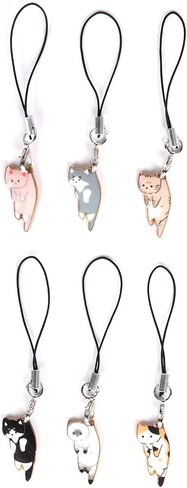 6 Pieces Cat Charm for Mobile Phone, Cute Cat Phone Charm Keychain for Keychain and Phones Case Accessories in Saudi Arabia