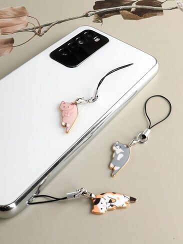 6 Pieces Cat Charm for Mobile Phone, Cute Cat Phone Charm Keychain for Keychain and Phones Case Accessories in Saudi Arabia