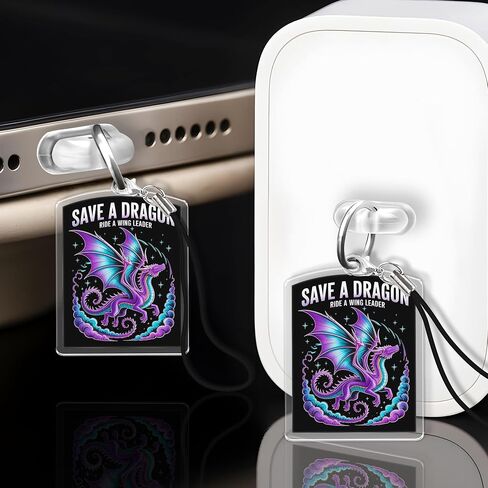 Fourth Wing Bookish Kindle Charms, Dust Plug Charm 1.5 Inches Lightning/Type C Charging Port With Strap Acrylic Material in Saudi Arabia