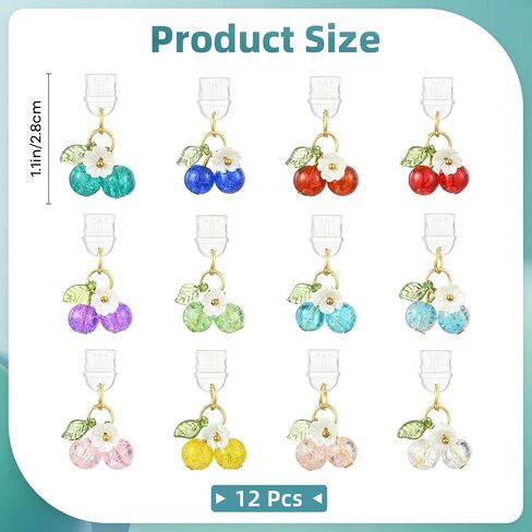 Dust Plug Charm Type C USB C Dust Plug with Flower Cherry Pendant Unique Charging Port Protector for Most Type C Phones Laptops E-Reader Accessories（Red in Saudi Arabia