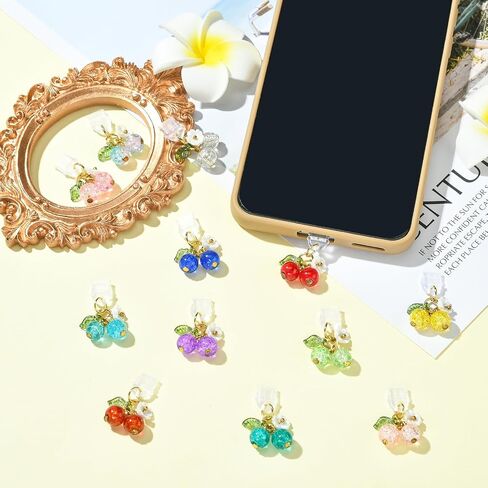 Dust Plug Charm Type C USB C Dust Plug with Flower Cherry Pendant Unique Charging Port Protector for Most Type C Phones Laptops E-Reader Accessories（Red in Saudi Arabia
