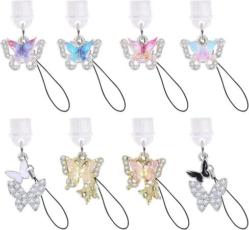 Dust Plug Charm with Alloy Pendant 4Pcs/6Pcs/7Pcs/8Pcs Type-C USB Port Anti Dust Plugs Cute Phone Charms for Most Type-C Cell Phones in Saudi Arabia