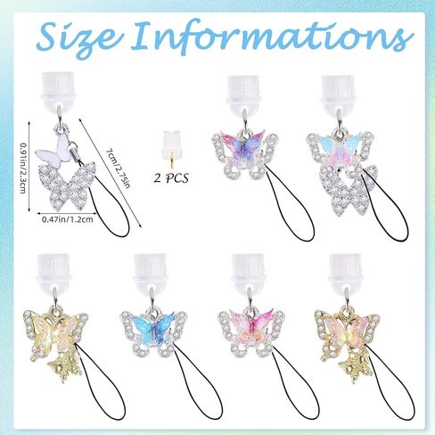 Dust Plug Charm with Alloy Pendant 4Pcs/6Pcs/7Pcs/8Pcs Type-C USB Port Anti Dust Plugs Cute Phone Charms for Most Type-C Cell Phones in Saudi Arabia