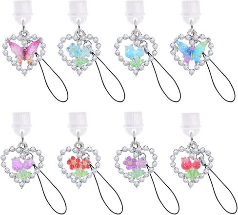Dust Plug Charm with Alloy Pendant 4Pcs/6Pcs/7Pcs/8Pcs Type-C USB Port Anti Dust Plugs Cute Phone Charms for Most Type-C Cell Phones in Saudi Arabia