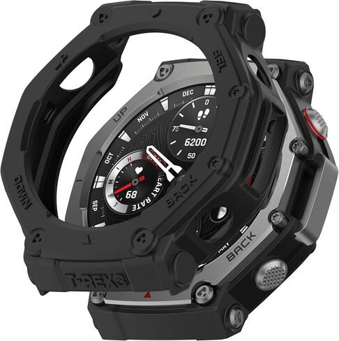 Fit for Amazfit T-Rex 3 Case, Colorful Silicone Protective Case Bumper Sleeve Shell Frame Protector Cover Accessories for Amazfit T-Rex 3 A2322 Smartwatch (Black) in Saudi Arabia