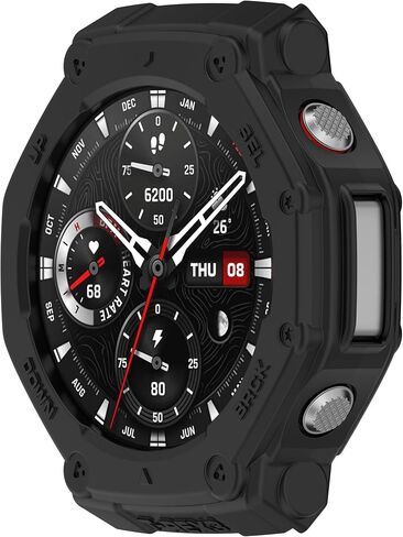 Fit for Amazfit T-Rex 3 Case, Colorful Silicone Protective Case Bumper Sleeve Shell Frame Protector Cover Accessories for Amazfit T-Rex 3 A2322 Smartwatch (Black) in Saudi Arabia