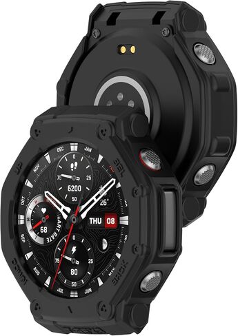 Fit for Amazfit T-Rex 3 Case, Colorful Silicone Protective Case Bumper Sleeve Shell Frame Protector Cover Accessories for Amazfit T-Rex 3 A2322 Smartwatch (Black) in Saudi Arabia