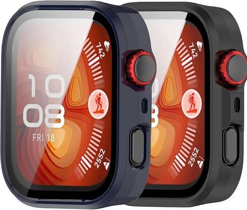 Case for Huawei Watch Fit 4 Pro Smart Watch,UYRUREL PC Shell+Tempered Glass Integrated Design,Anti Fall and Scratch Resistant, High-Definition and Transparent,Black+Matte Silver,2 Pack in Saudi Arabia