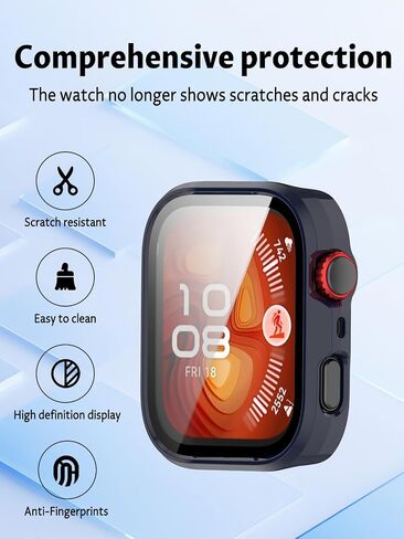 Case for Huawei Watch Fit 4 Pro Smart Watch,UYRUREL PC Shell+Tempered Glass Integrated Design,Anti Fall and Scratch Resistant, High-Definition and Transparent,Black+Matte Silver,2 Pack in Saudi Arabia