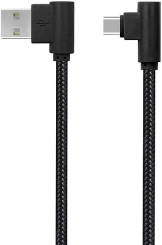 5 Pack USB Type C Cable, 90 Degree Angle 6ft (2m) Nylon Braided Long Charging Cord USB Type A to C Charger Cable Smartphone Tablet Computer Game Machine (Black) in Saudi Arabia