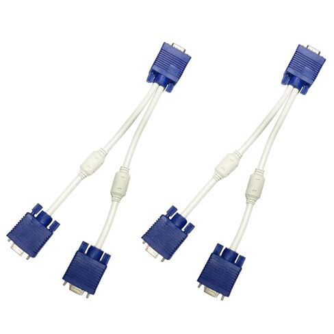 قطعتان من كابل مقسم VGA ذكر إلى محول فيديو دبوس أنثى مزدوج لعرض الشاشة مع سلك سميك وحلقات مغناطيسية مزدوجة مرنة لسلك مضخم الفيديو in Kuwait
