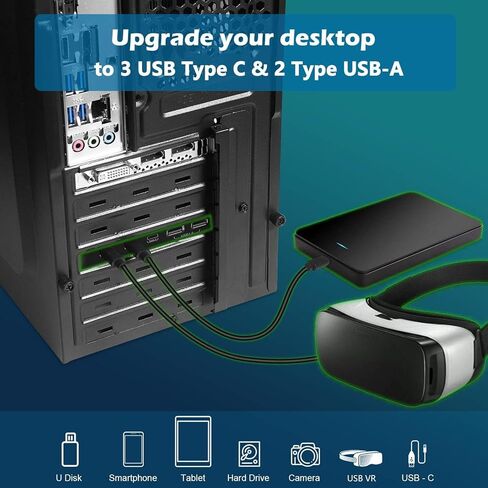 بطاقة توسيع بـ 5 منافذ USB، محول PCIe USB 3.2 Gen 2 بسرعة 10 جيجابت في الثانية لمحرك أقراص SSD المكتبي، ودعم OS X، وفتحات PCIe x4 in Kuwait