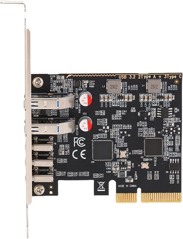 بطاقة PCIE USB 3.0 بخمسة منافذ، بطاقة توسيع من النوع C بسرعة 10 جيجابت في الثانية لأجهزة الكمبيوتر المكتبية، شريحة ASM2142، بدون طاقة خارجية، PCIe x4 متوافق مع، in Kuwait