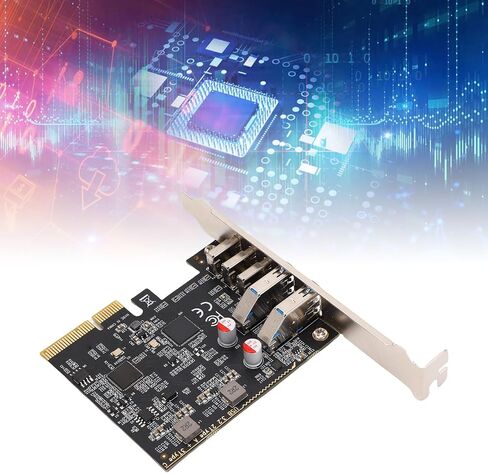 بطاقة PCIE USB 3.0 بخمسة منافذ، بطاقة توسيع من النوع C بسرعة 10 جيجابت في الثانية لأجهزة الكمبيوتر المكتبية، شريحة ASM2142، بدون طاقة خارجية، PCIe x4 متوافق مع، in Kuwait