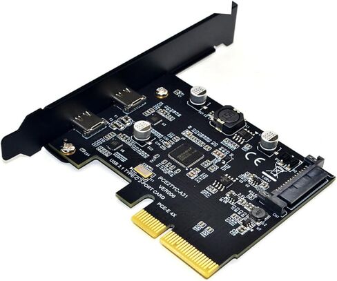 بطاقة توسيع USB PCIe بسرعة 10 جيجابت في الثانية ومنفذ مزدوج من النوع C ومحول نقل بيانات عالي السرعة للفتحة الخلفية لسطح المكتب المتوافقة مع نظام التشغيل Windows لمحركات الأقراص الخارجية وتحرير الفيديو in Saudi Arabia