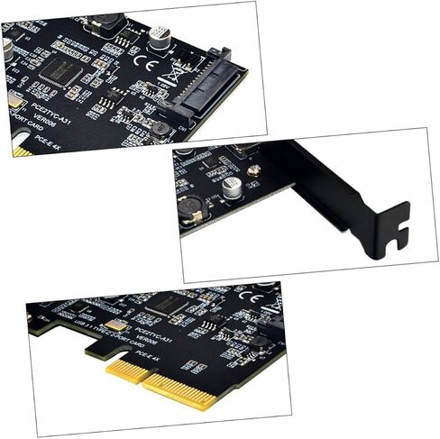 بطاقة توسيع USB PCIe بسرعة 10 جيجابت في الثانية ومنفذ مزدوج من النوع C ومحول نقل بيانات عالي السرعة للفتحة الخلفية لسطح المكتب المتوافقة مع نظام التشغيل Windows لمحركات الأقراص الخارجية وتحرير الفيديو in Saudi Arabia